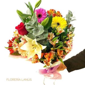 Ramo con Lilium, Gerberas, Astromelias y Eucaliptus
